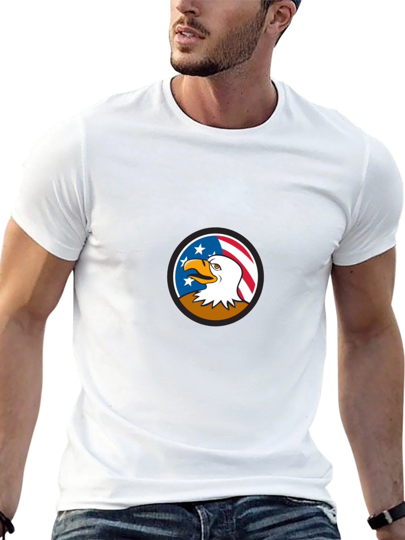 Bald Eagle American Flag Graphic T-Shirt