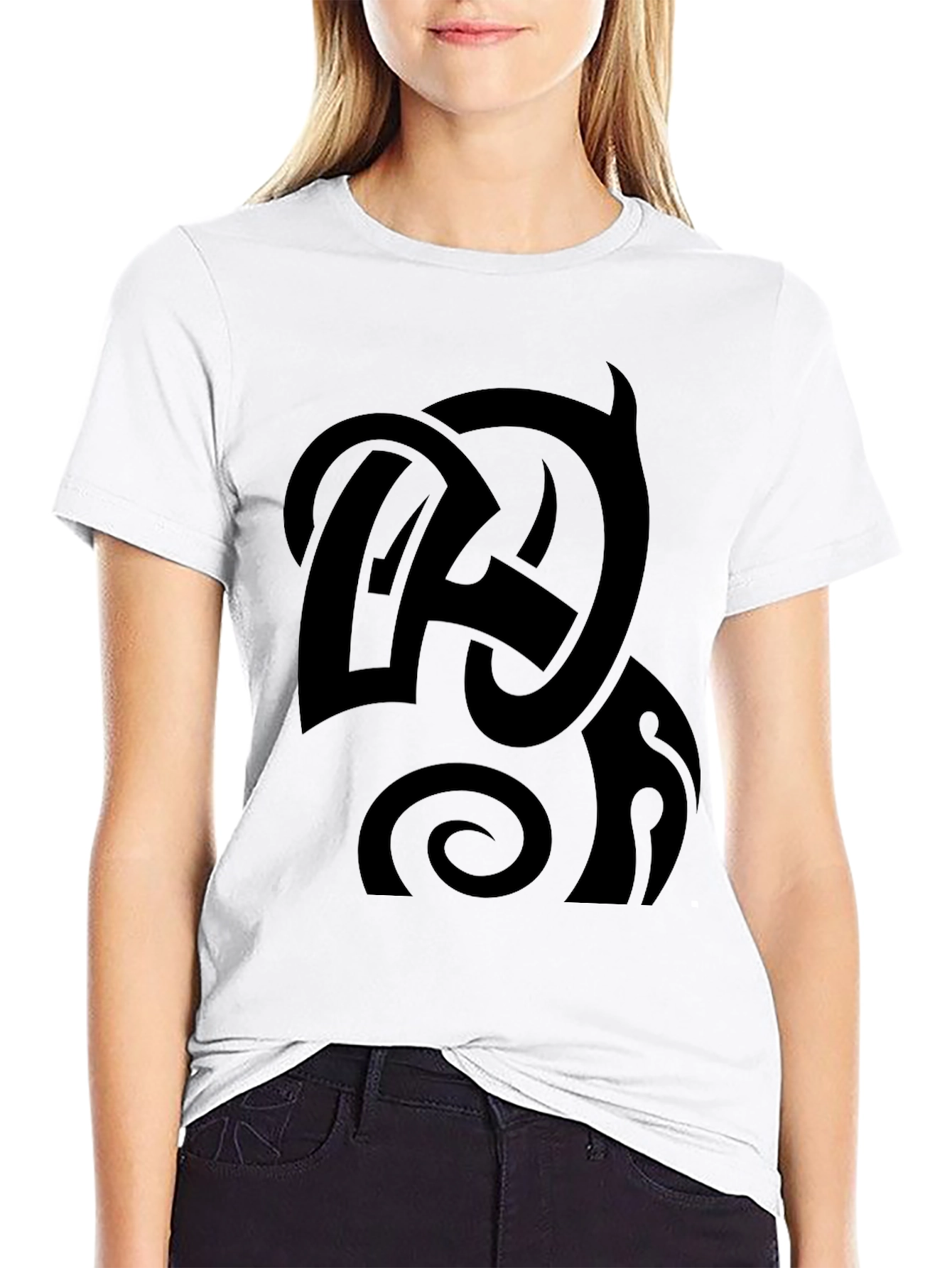 Black Graphic Tee - Abstract Design
