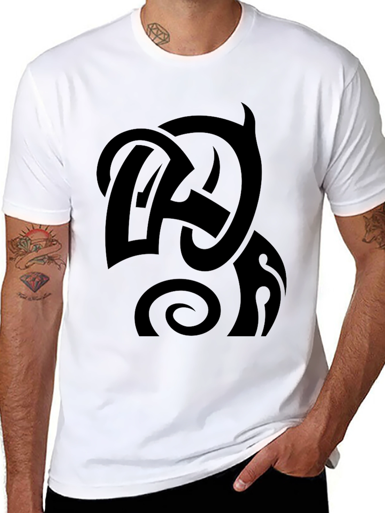 Black Graphic Tee - Abstract Design