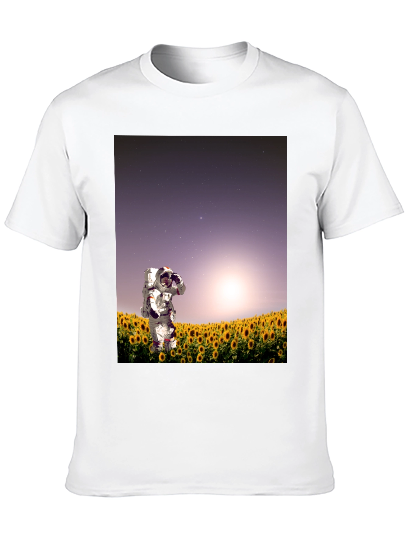 Astronaut Sunflower Field Graphic Tee