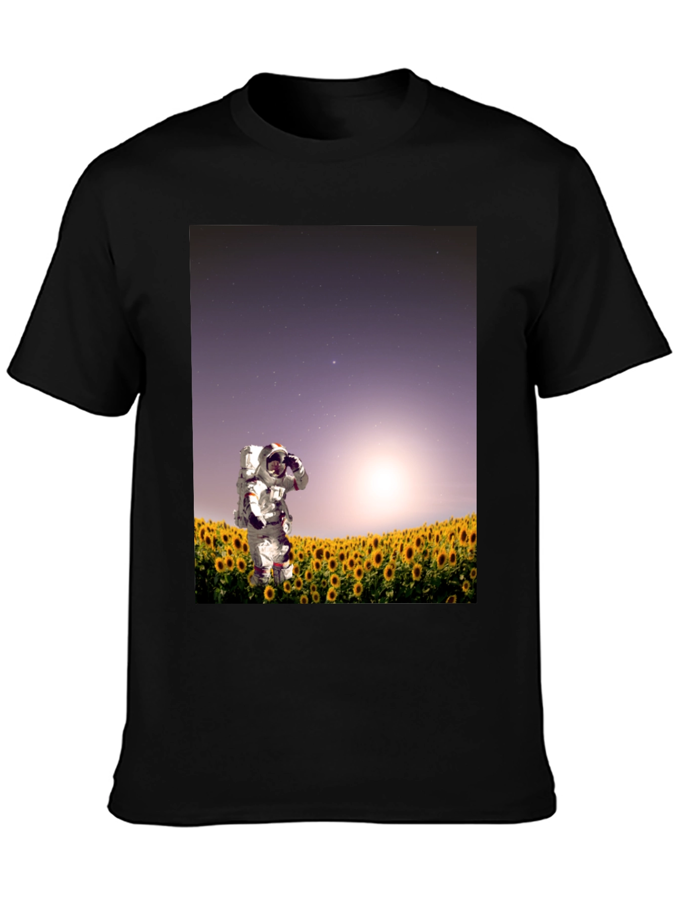 Astronaut Sunflower Field Graphic Tee