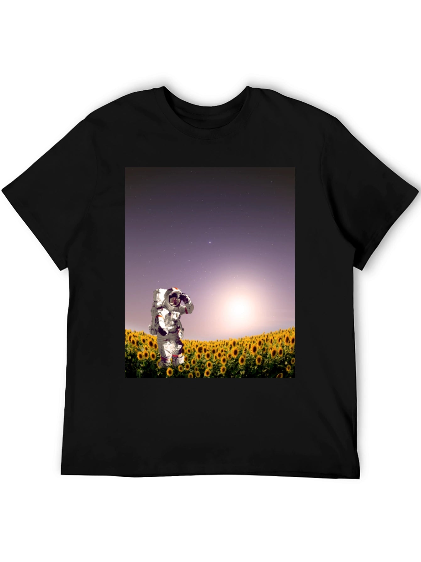 Astronaut Sunflower Field Graphic Tee