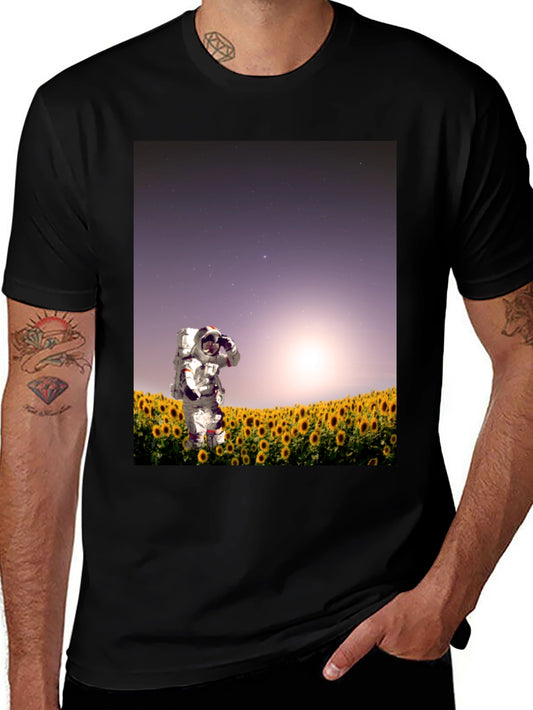 Astronaut Sunflower Field Graphic Tee