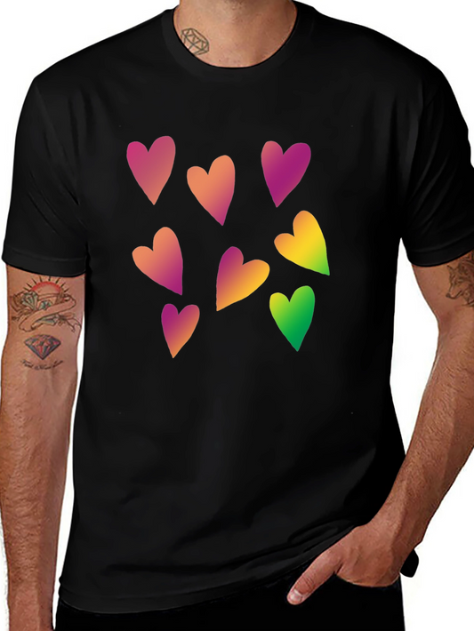 Heart Pattern Black Tee - Stylish Casual Wear