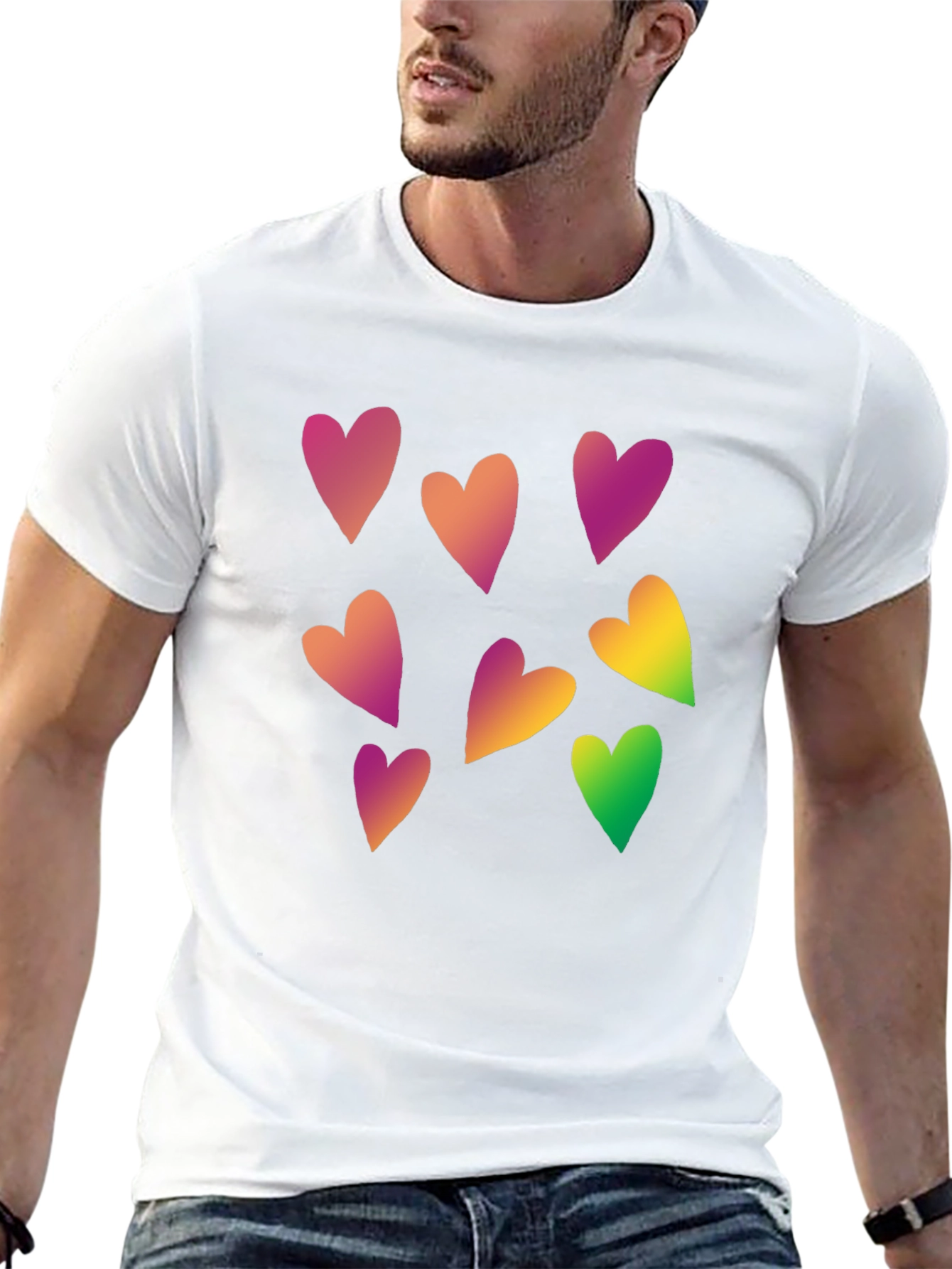Heart Pattern Black Tee - Stylish Casual Wear