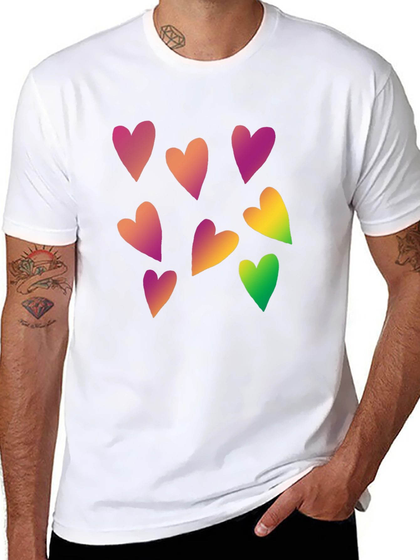 Heart Pattern Black Tee - Stylish Casual Wear