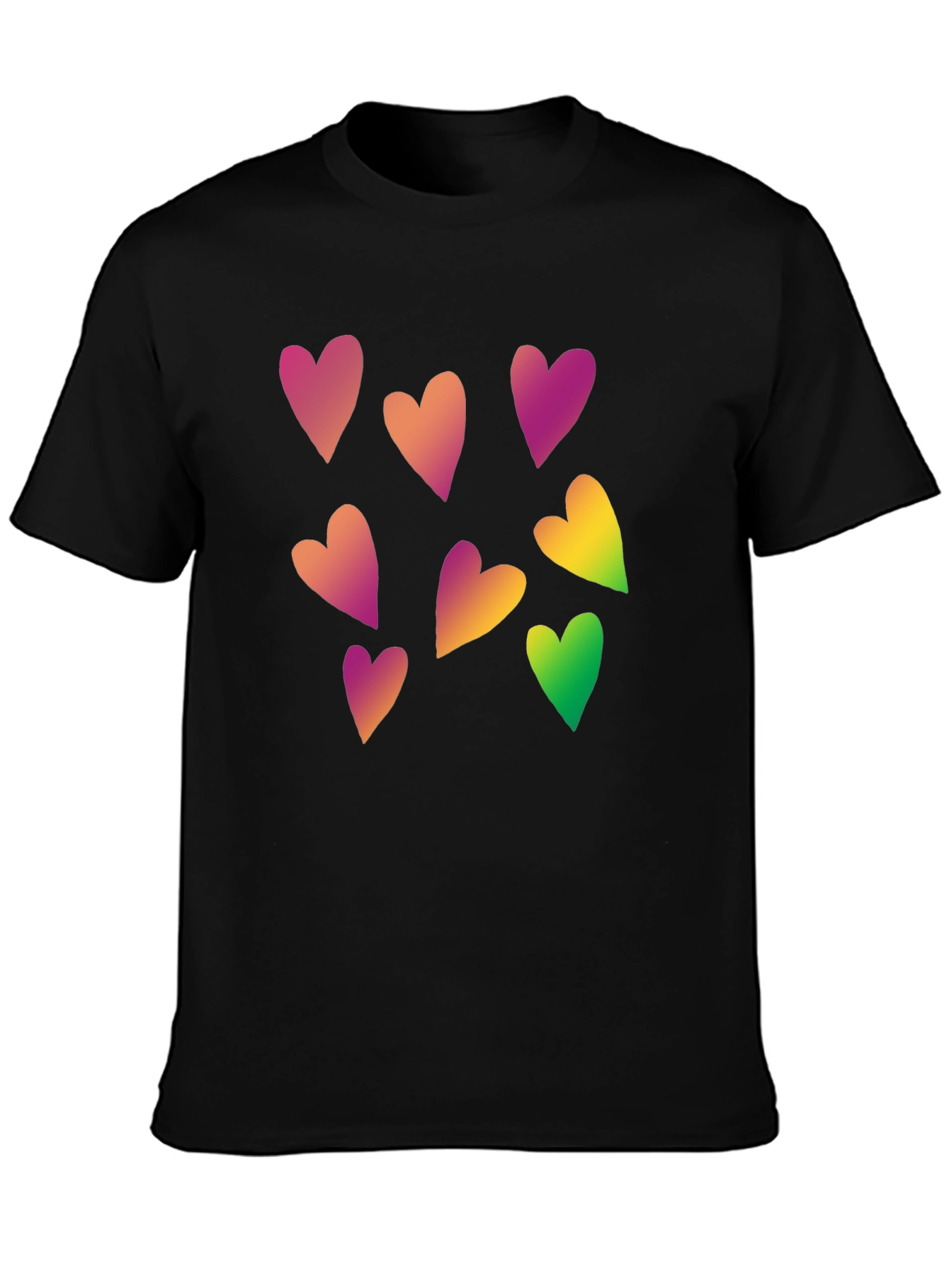 Heart Pattern Black Tee - Stylish Casual Wear