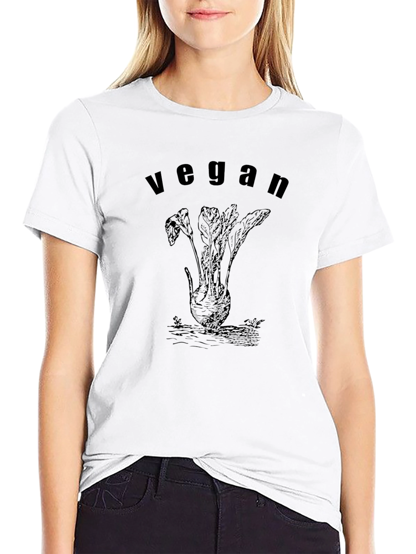 Vegan Root Vegetable Graphic Tee - Black Cotton