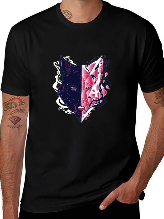 Abstract Wolf Graphic Tee - Modern Black T-Shirt