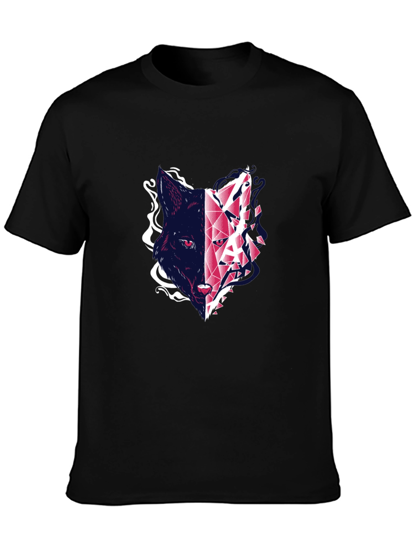 Abstract Wolf Graphic Tee - Modern Black T-Shirt