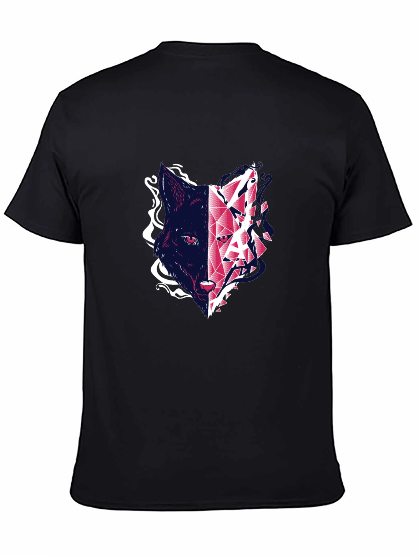 Abstract Wolf Graphic Tee - Modern Black T-Shirt