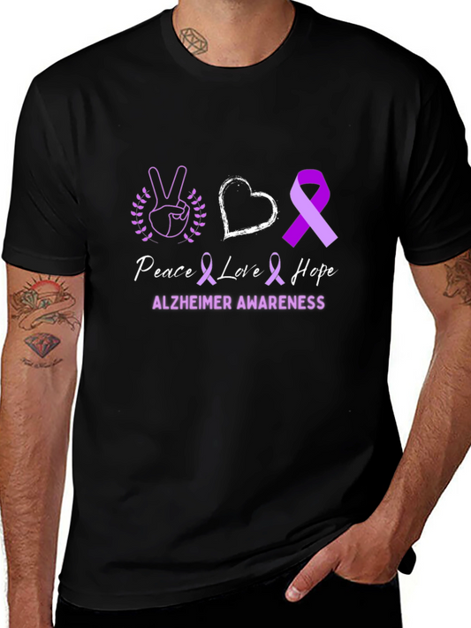 Alzheimers Awareness T-Shirt Peace Love Hope