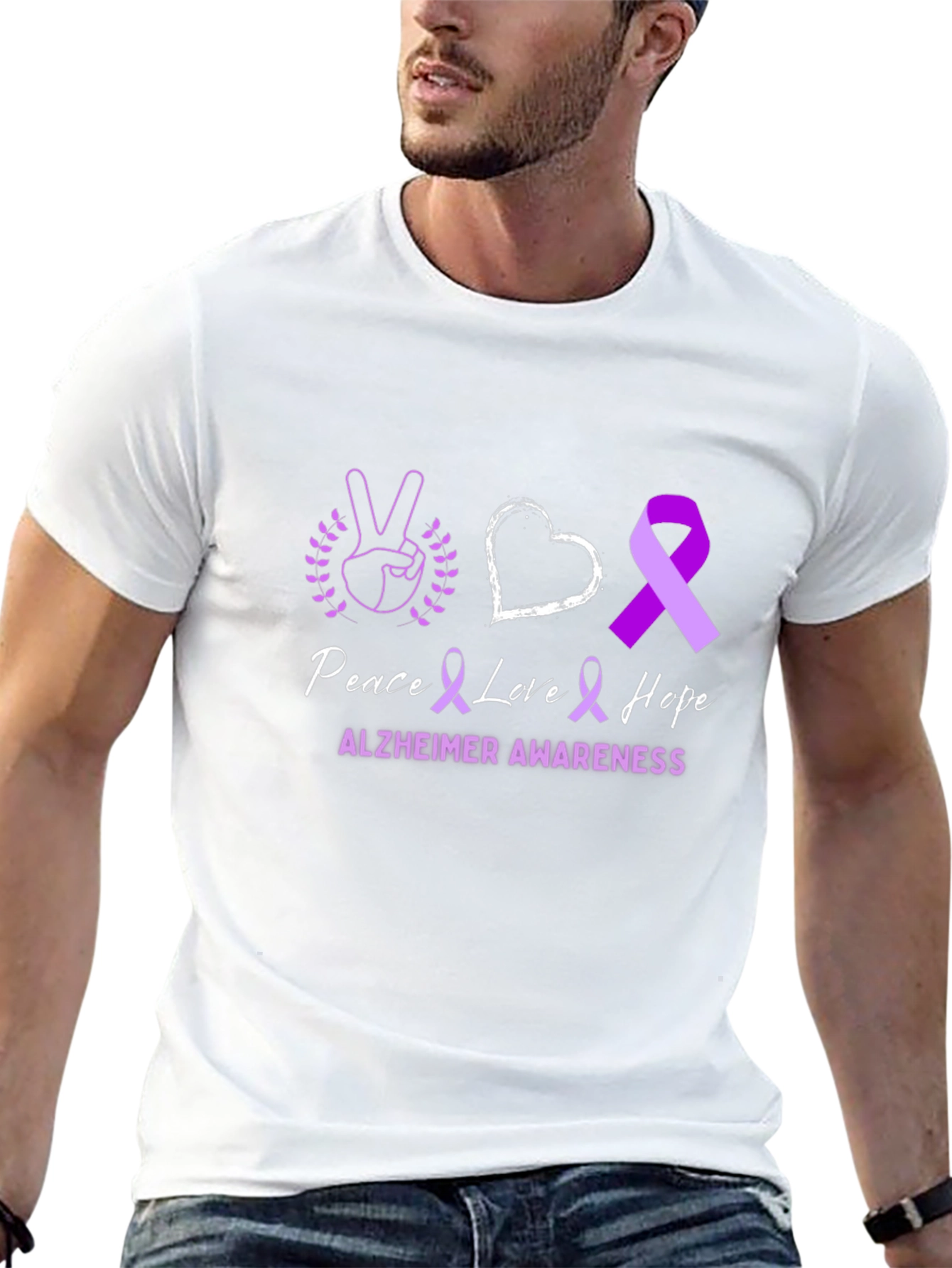 Alzheimers Awareness T-Shirt Peace Love Hope