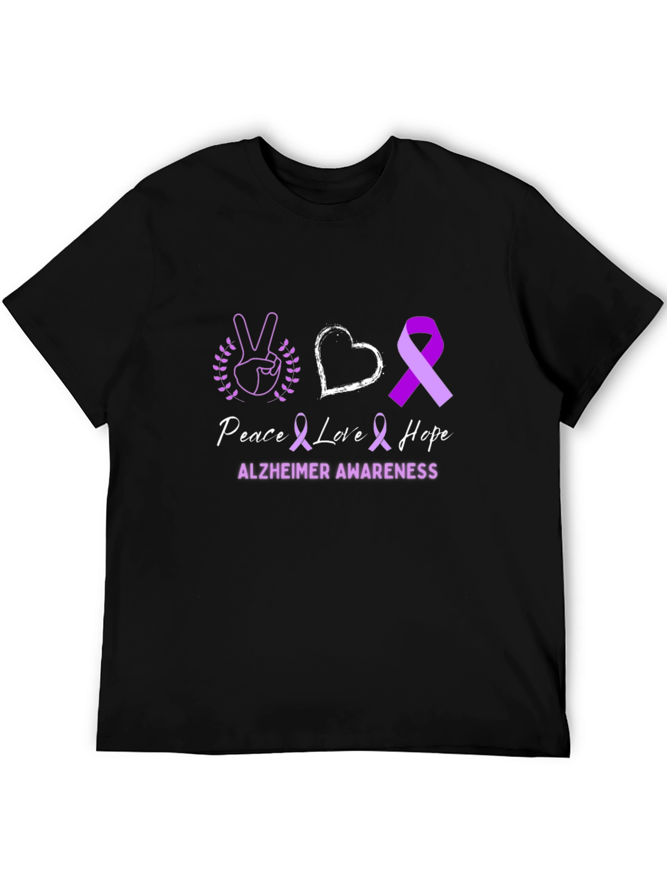 Alzheimers Awareness T-Shirt Peace Love Hope