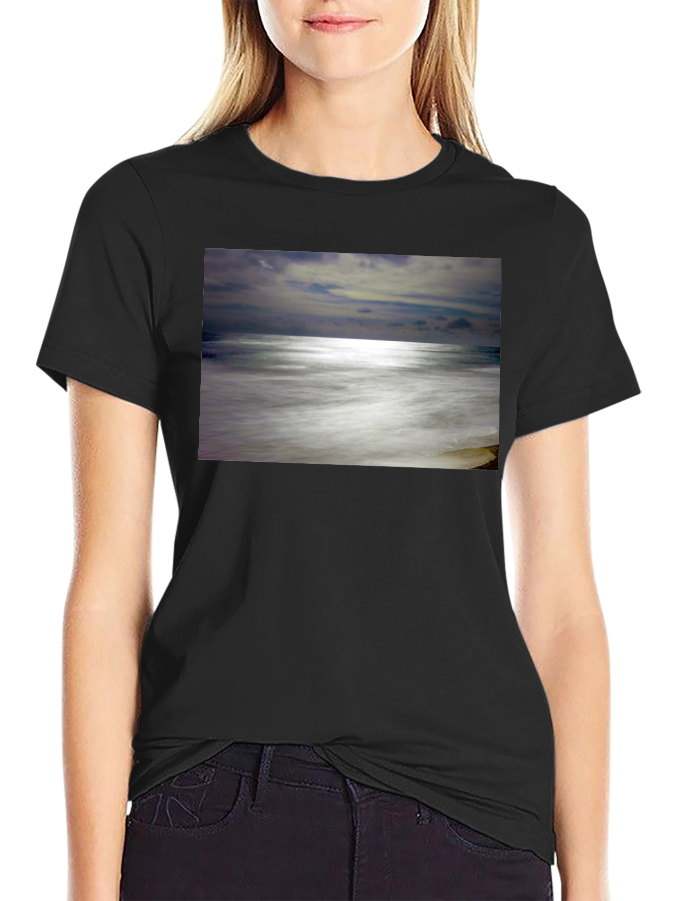 Ocean Scene Graphic Black T-Shirt