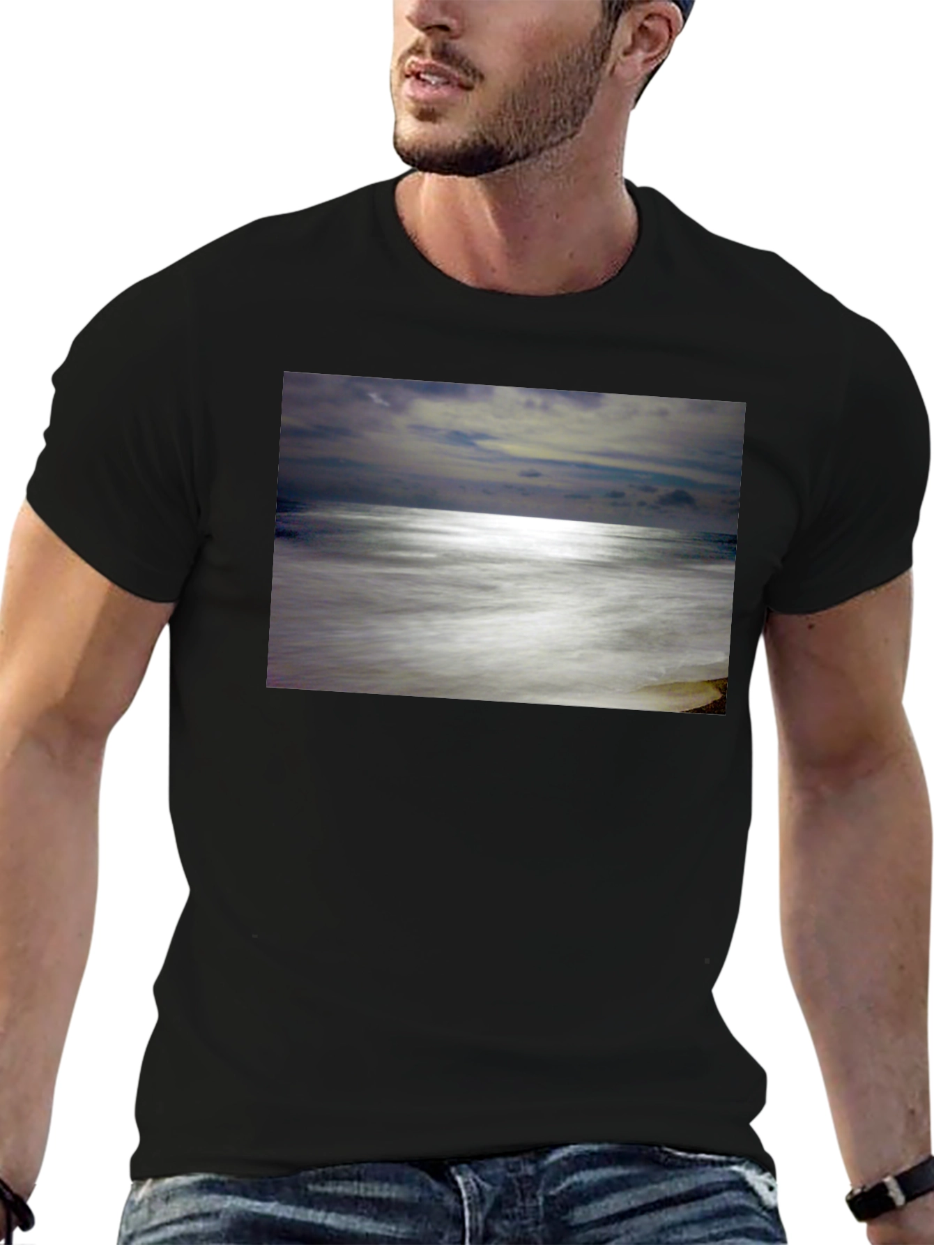 Ocean Scene Graphic Black T-Shirt