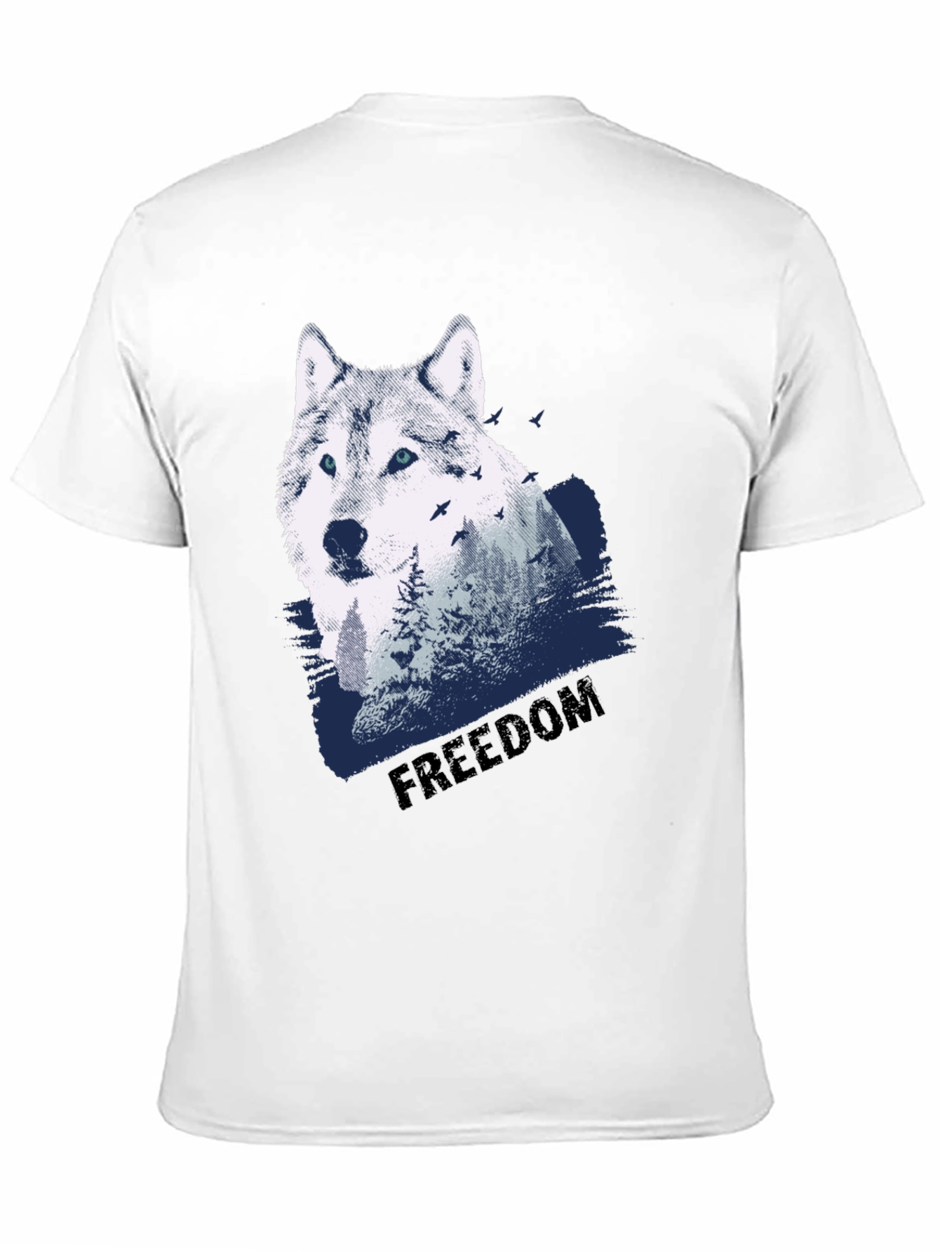 Mens Black Wolf Graphic T-Shirt - Freedom Design