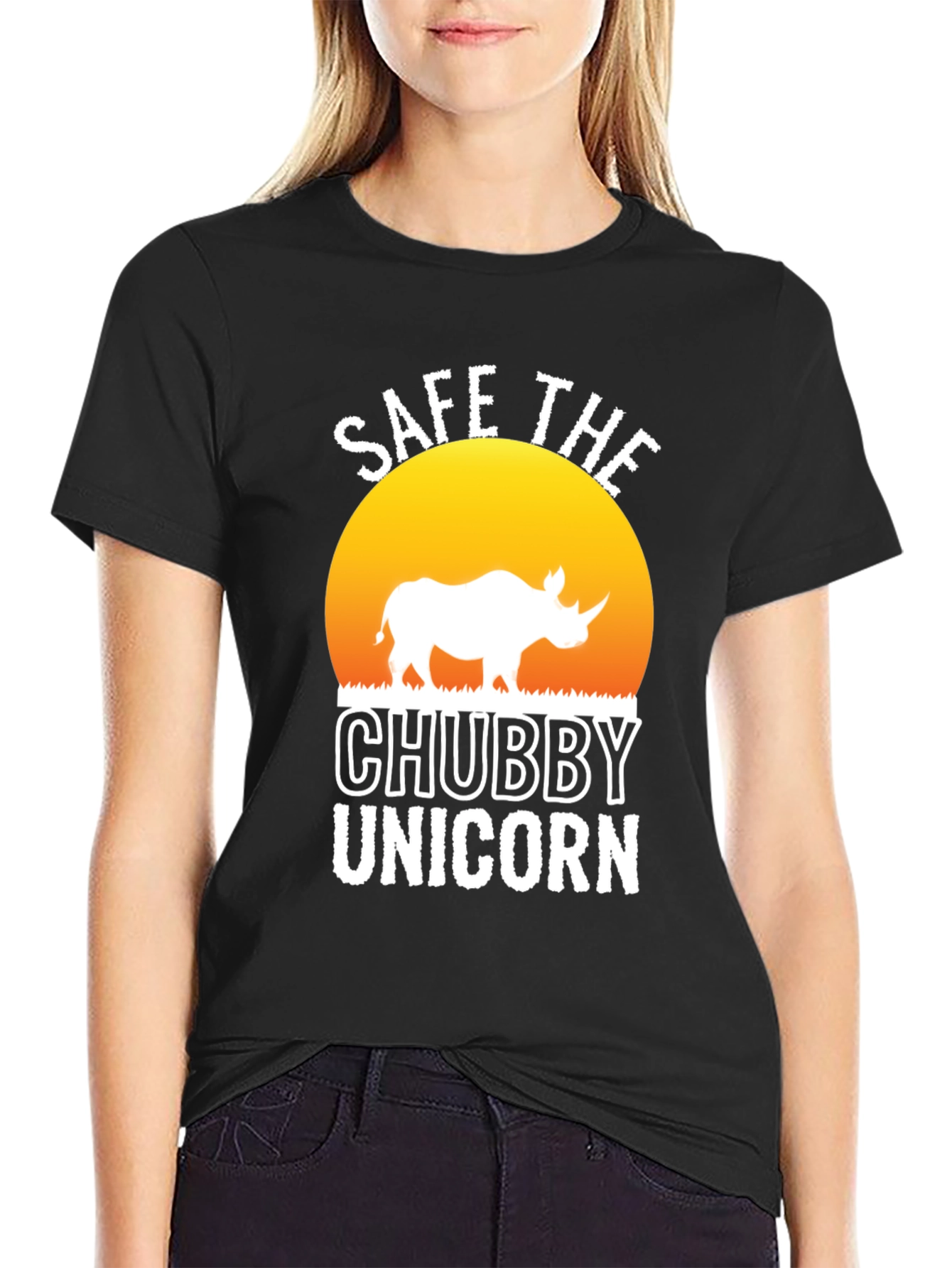 Save the Chubby Unicorn Black T-Shirt