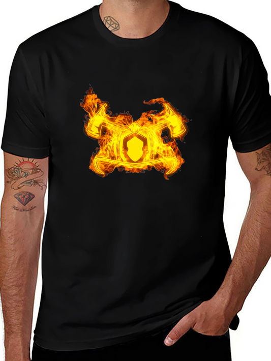 Fiery Firefighter Maltese Cross Black T-Shirt