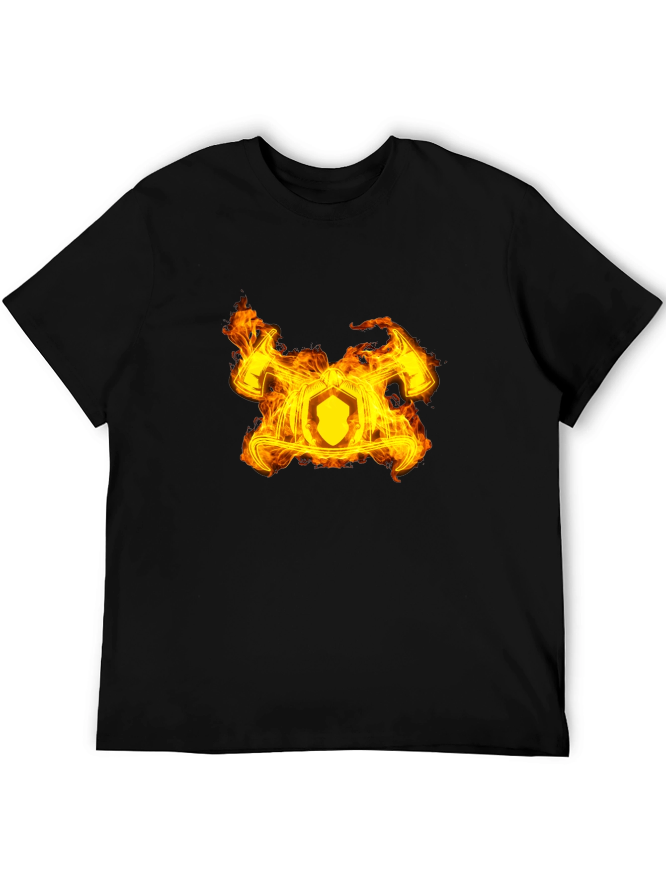Fiery Firefighter Maltese Cross Black T-Shirt