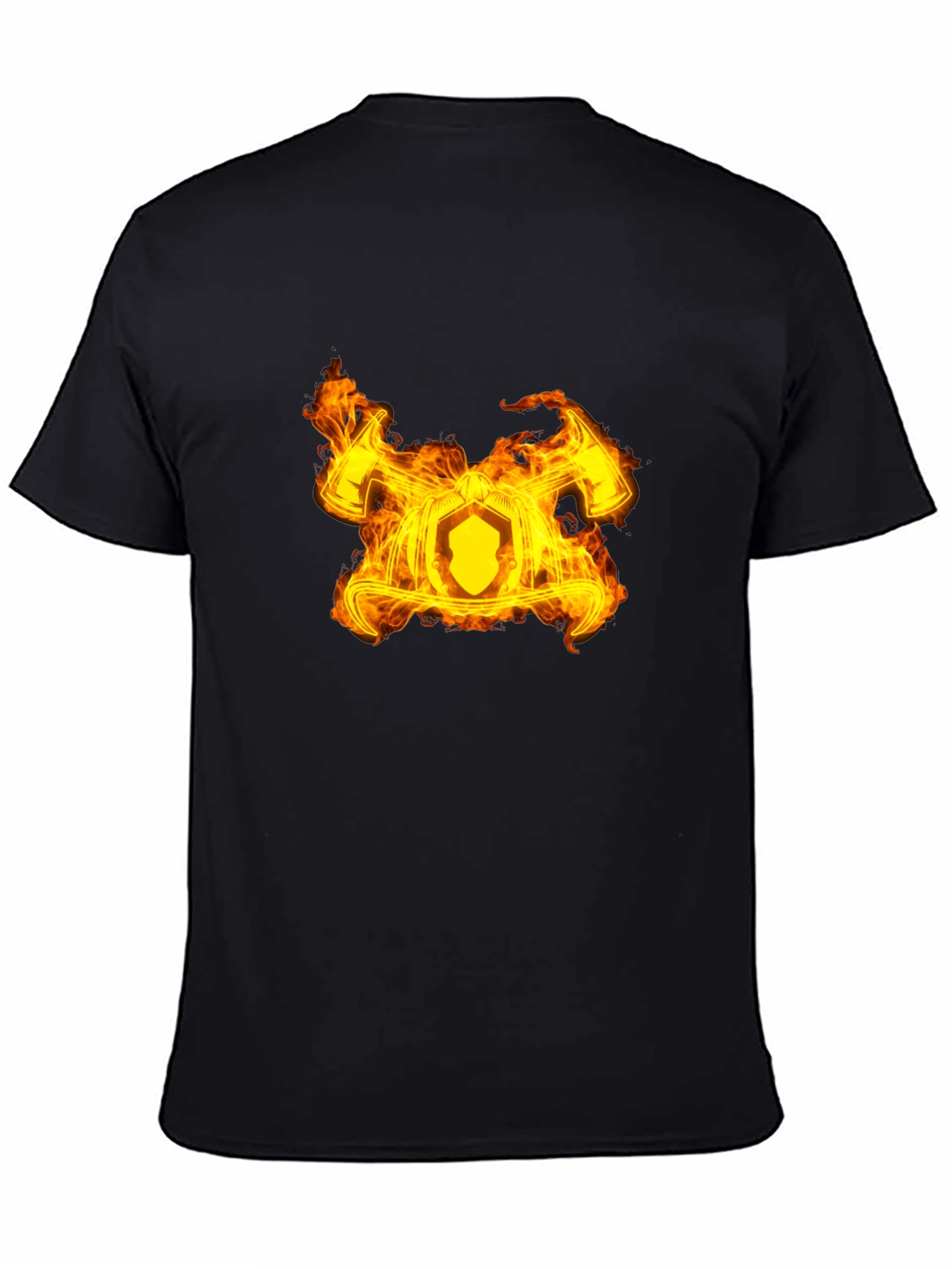Fiery Firefighter Maltese Cross Black T-Shirt