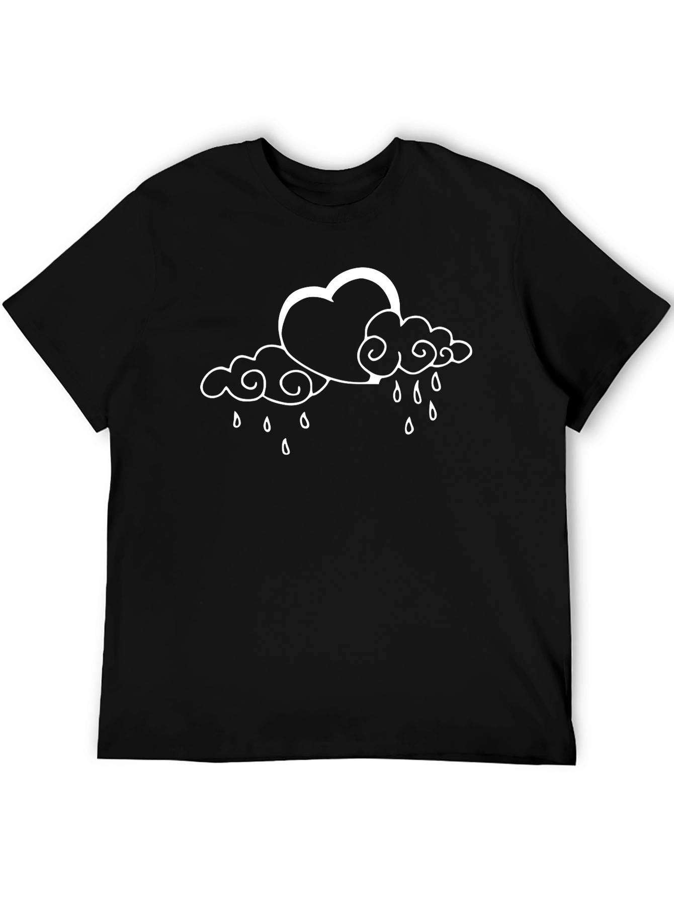 Heart Cloud Graphic Tee - Black Casual T-Shirt