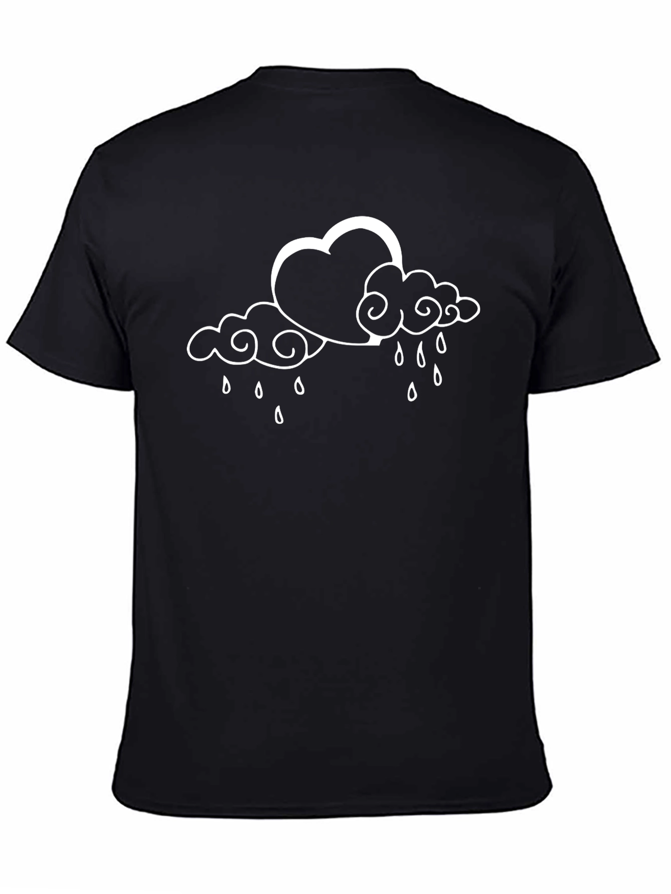 Heart Cloud Graphic Tee - Black Casual T-Shirt