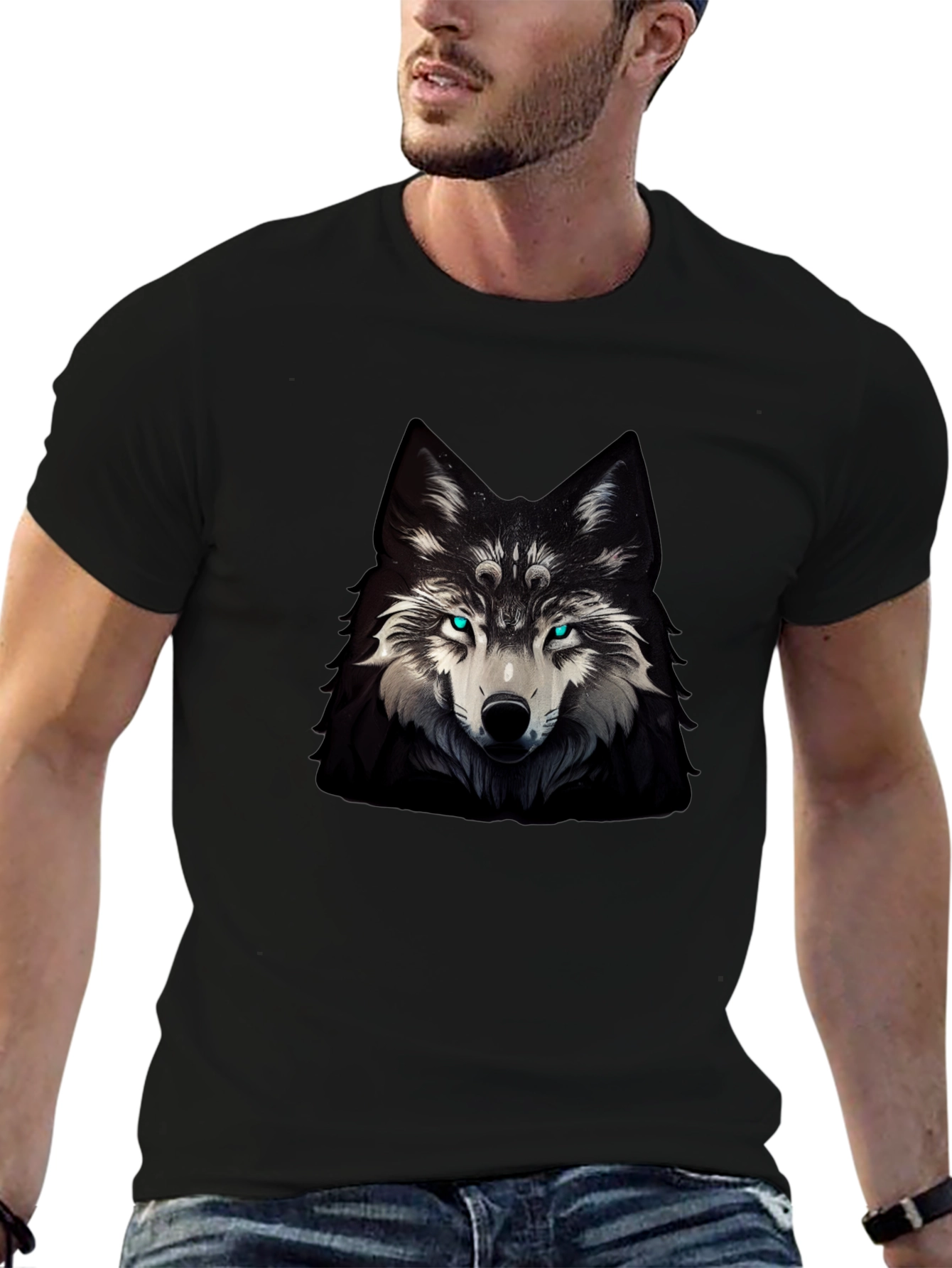 Mystic Wolf Graphic Tee - Mens Black T-Shirt