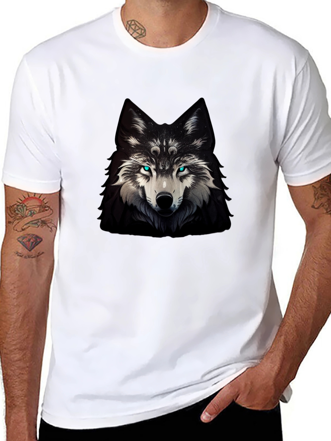 Mystic Wolf Graphic Tee - Mens Black T-Shirt