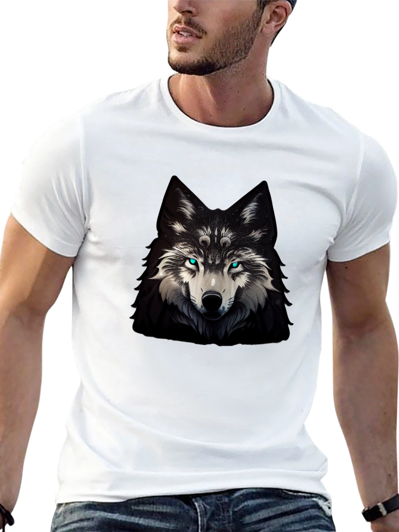 Mystic Wolf Graphic Tee - Mens Black T-Shirt