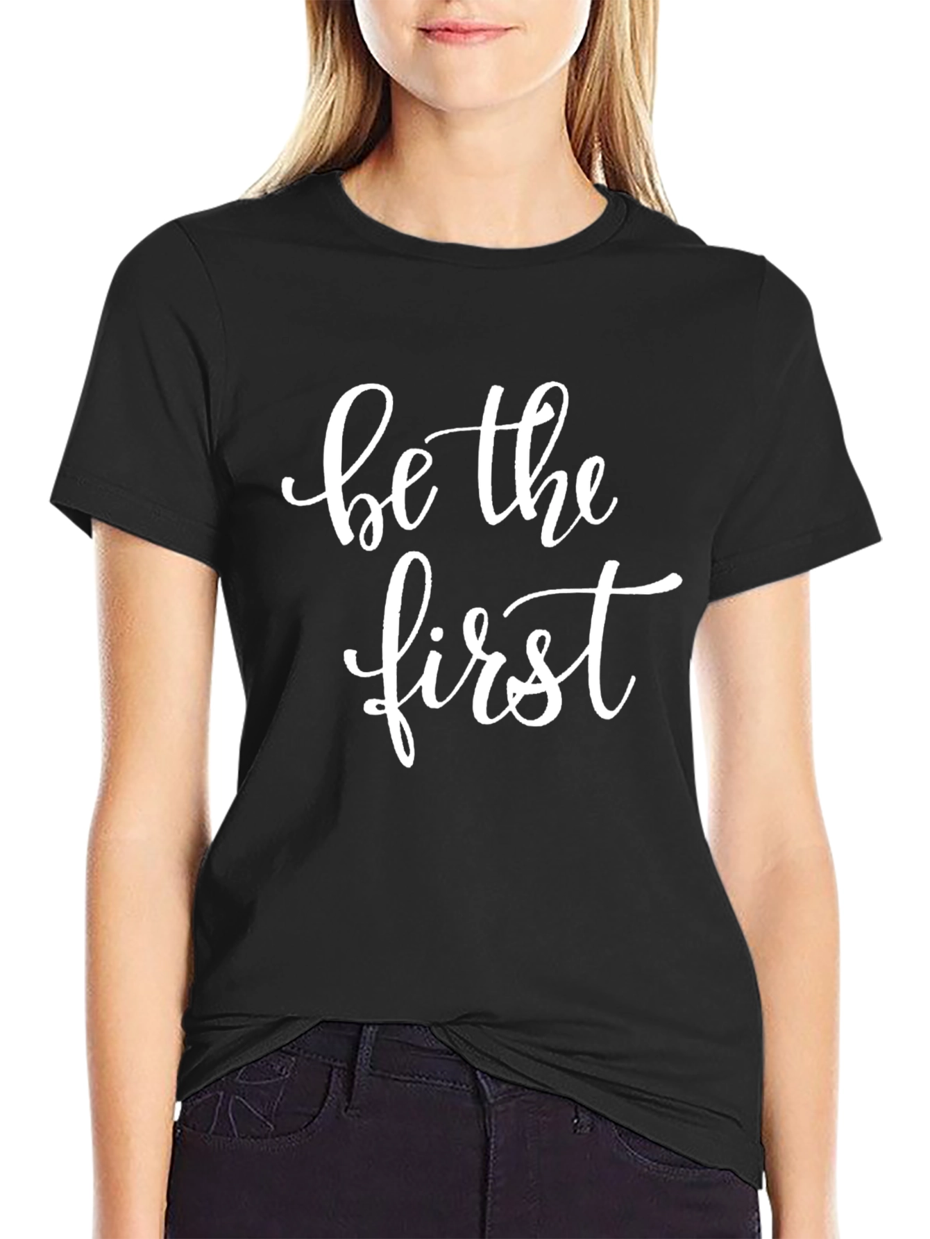 Be The First Graphic Tee - Trendy Black T-Shirt