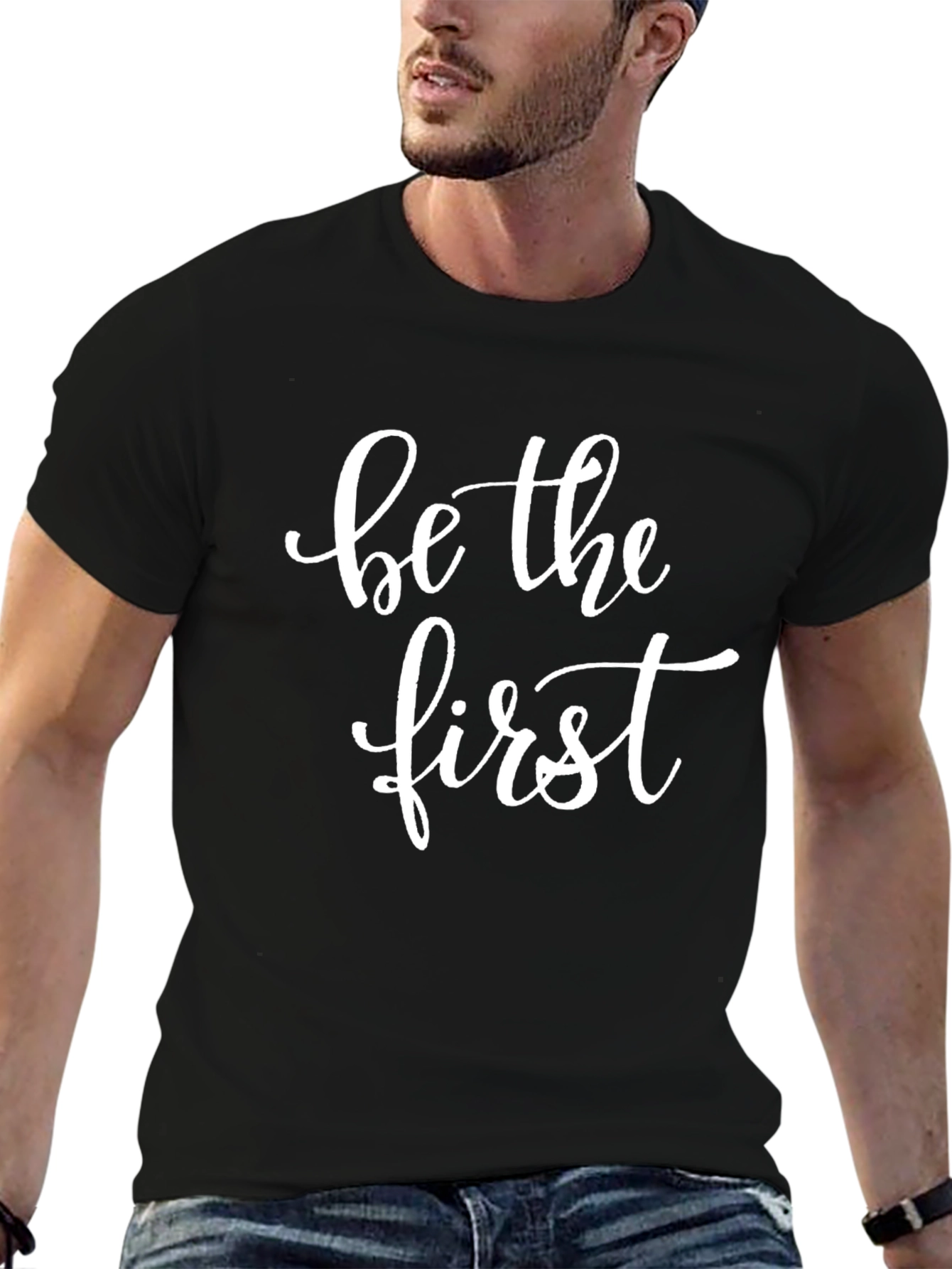Be The First Graphic Tee - Trendy Black T-Shirt