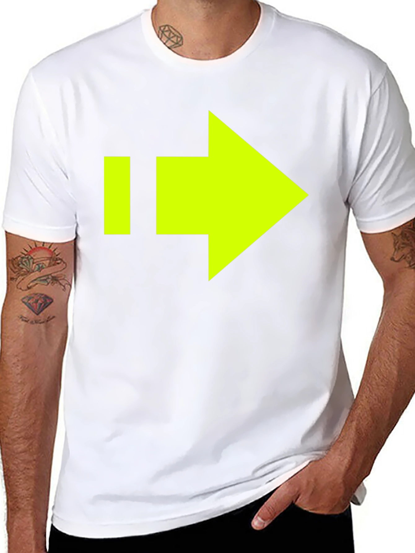 Black T-Shirt with Neon Yellow Arrow Graphic