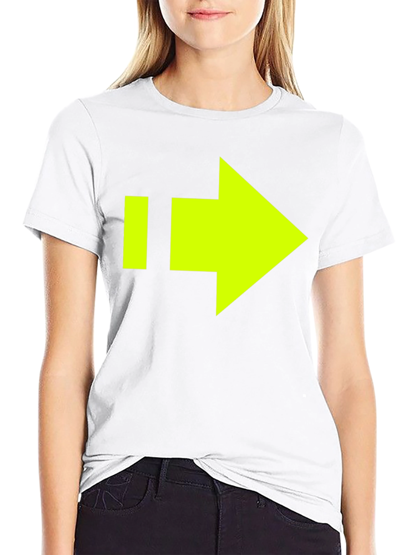Black T-Shirt with Neon Yellow Arrow Graphic