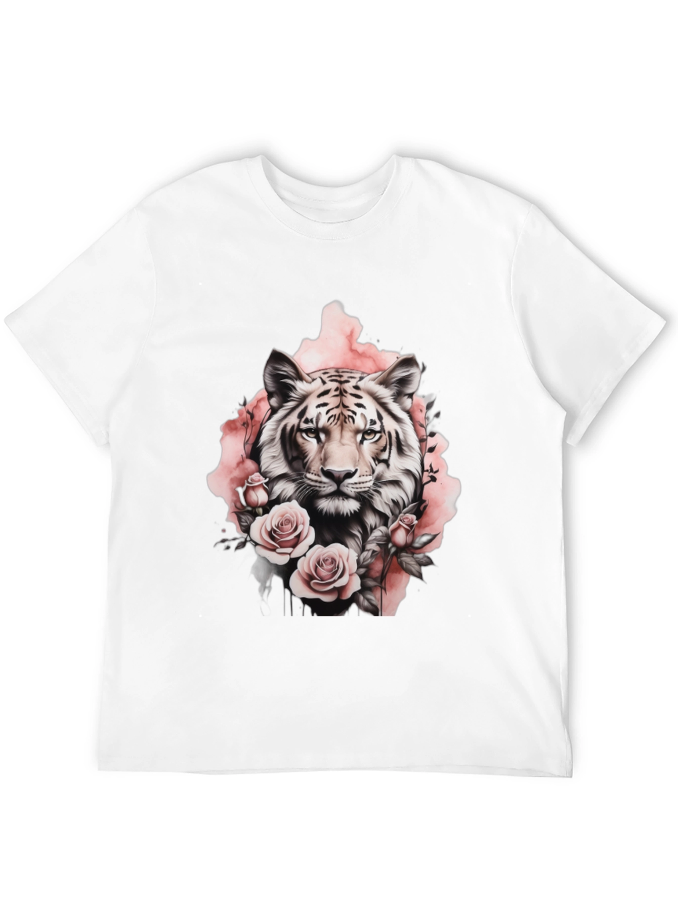 Floral Tiger Graphic Tee - Stylish Black T-Shirt