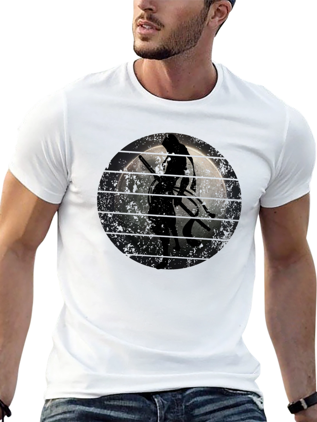 Ninja Silhouette T-Shirt - Moon Graphic Tee
