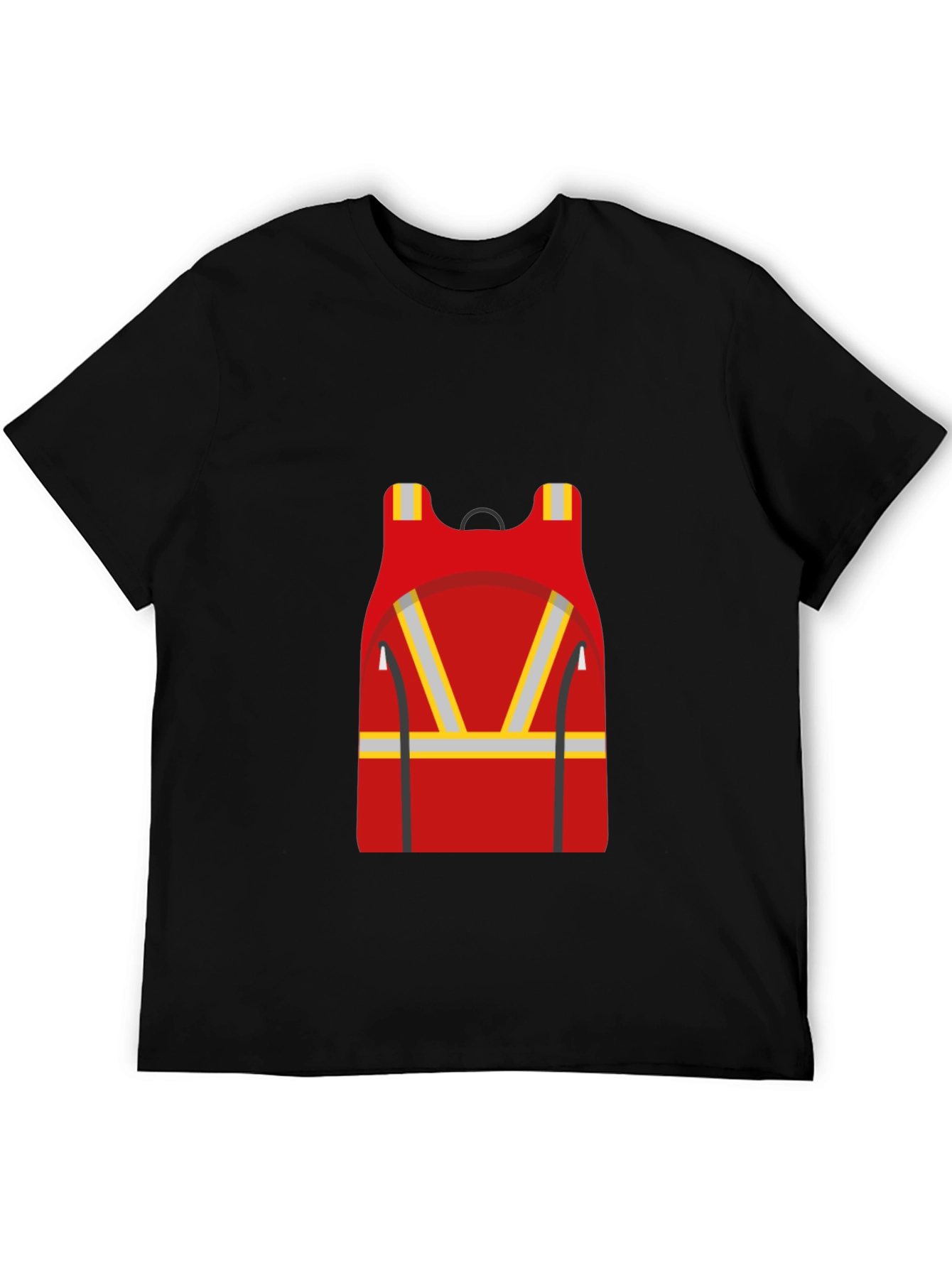 Red Safety Vest Graphic Black T-Shirt