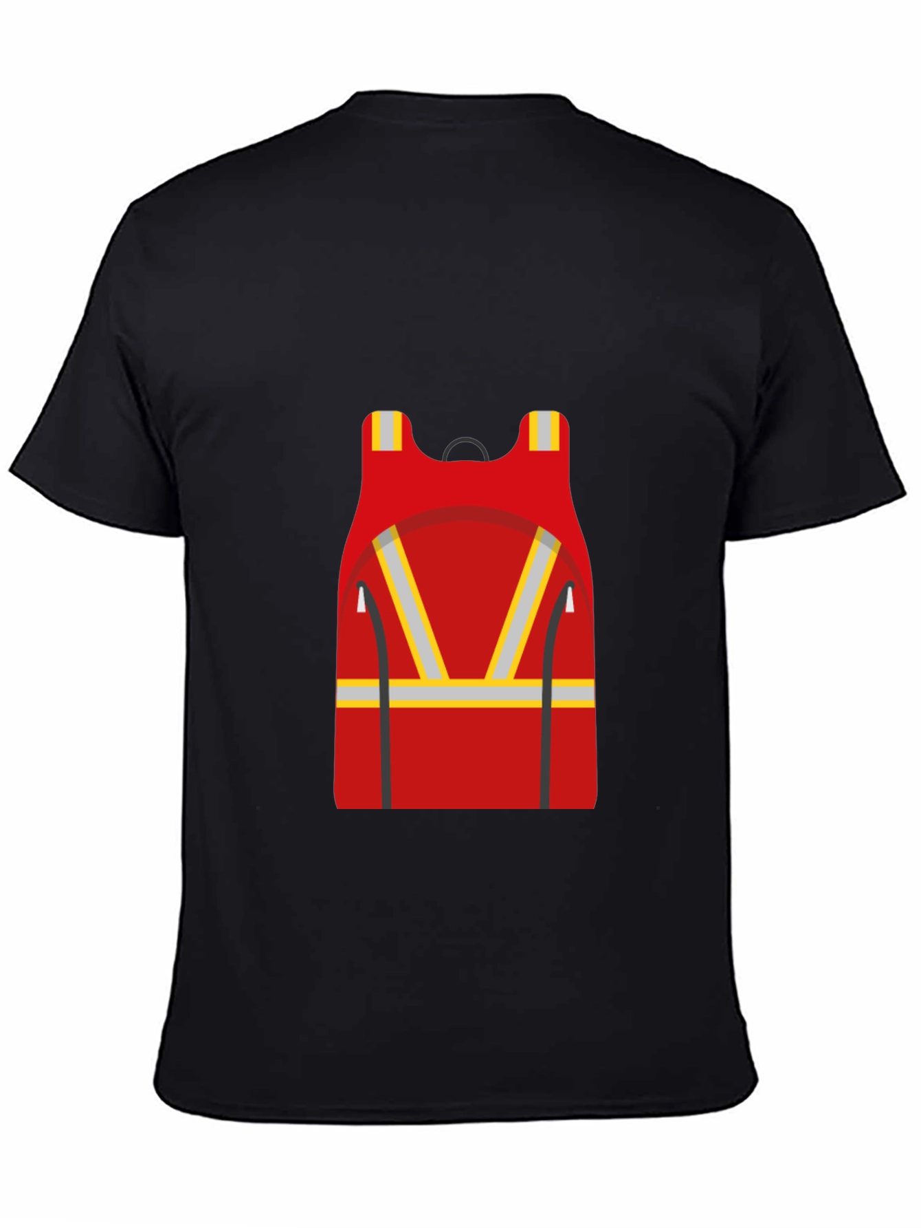 Red Safety Vest Graphic Black T-Shirt