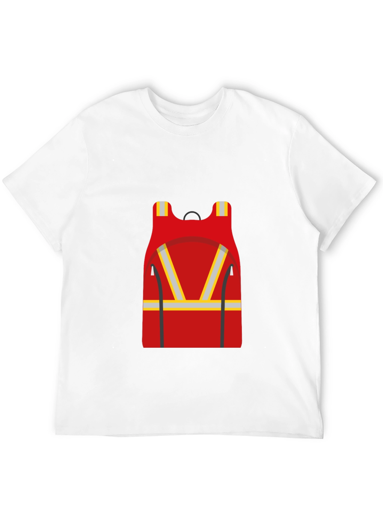 Red Safety Vest Graphic Black T-Shirt