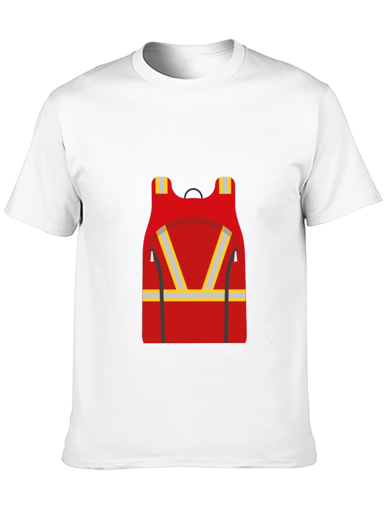Red Safety Vest Graphic Black T-Shirt