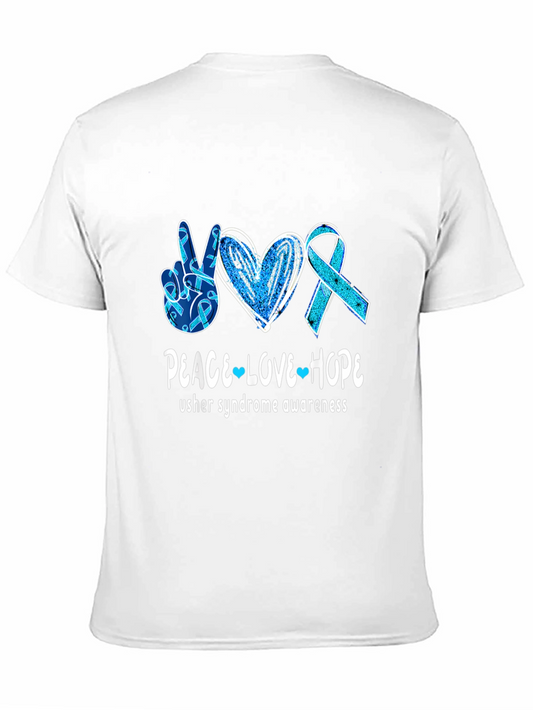 Usher Syndrome Awareness Peace Love Hope T-Shirt