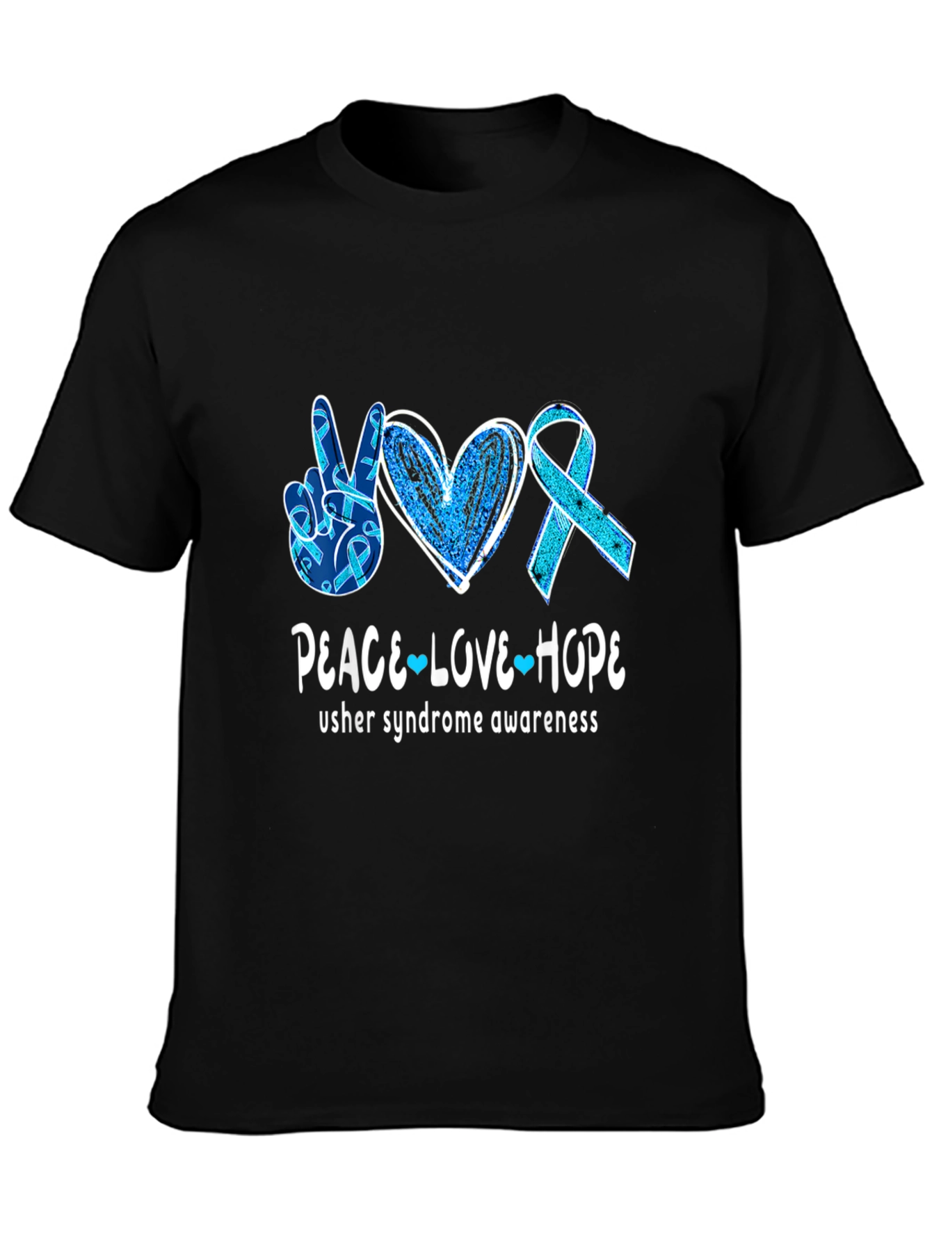 Usher Syndrome Awareness Peace Love Hope T-Shirt