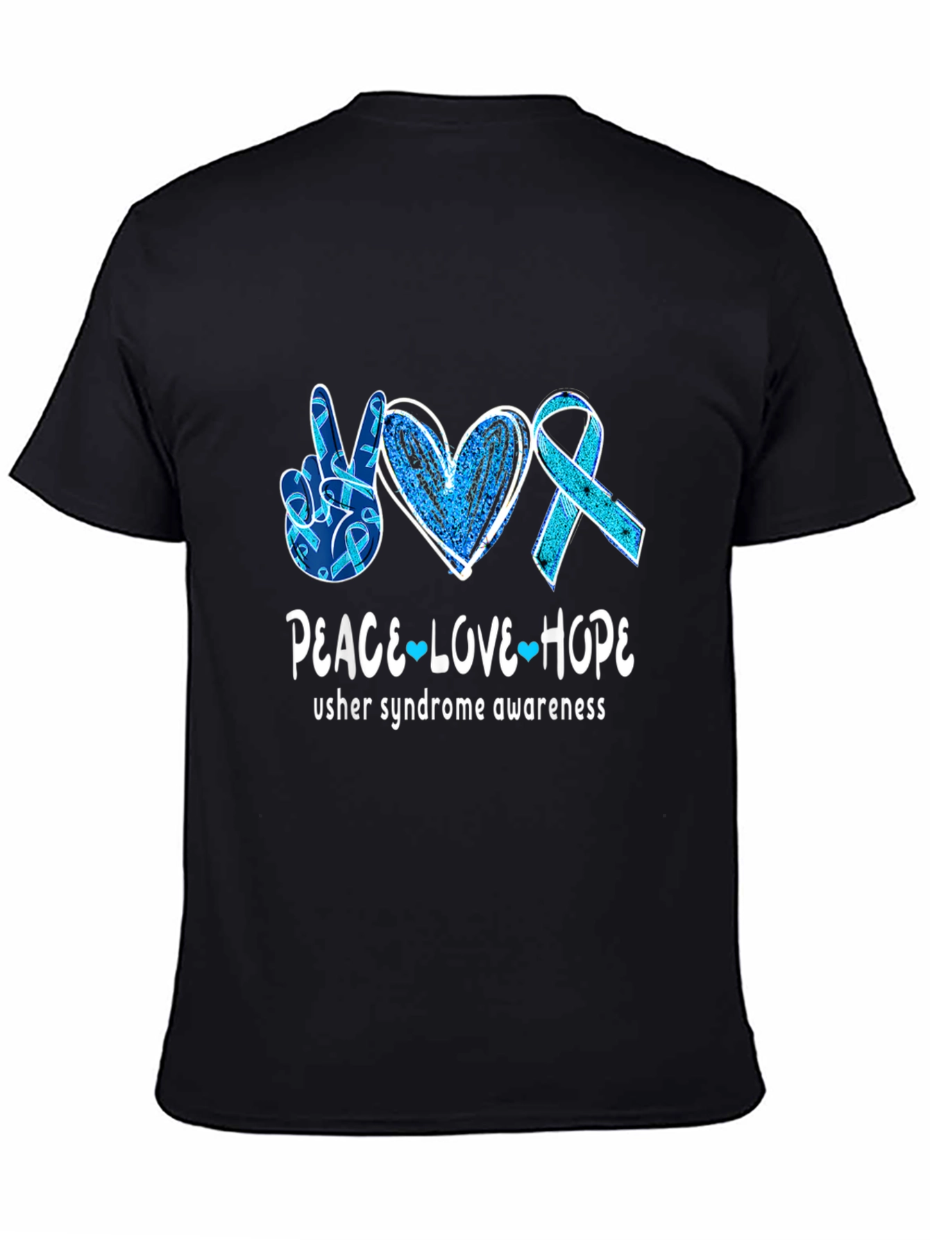 Usher Syndrome Awareness Peace Love Hope T-Shirt
