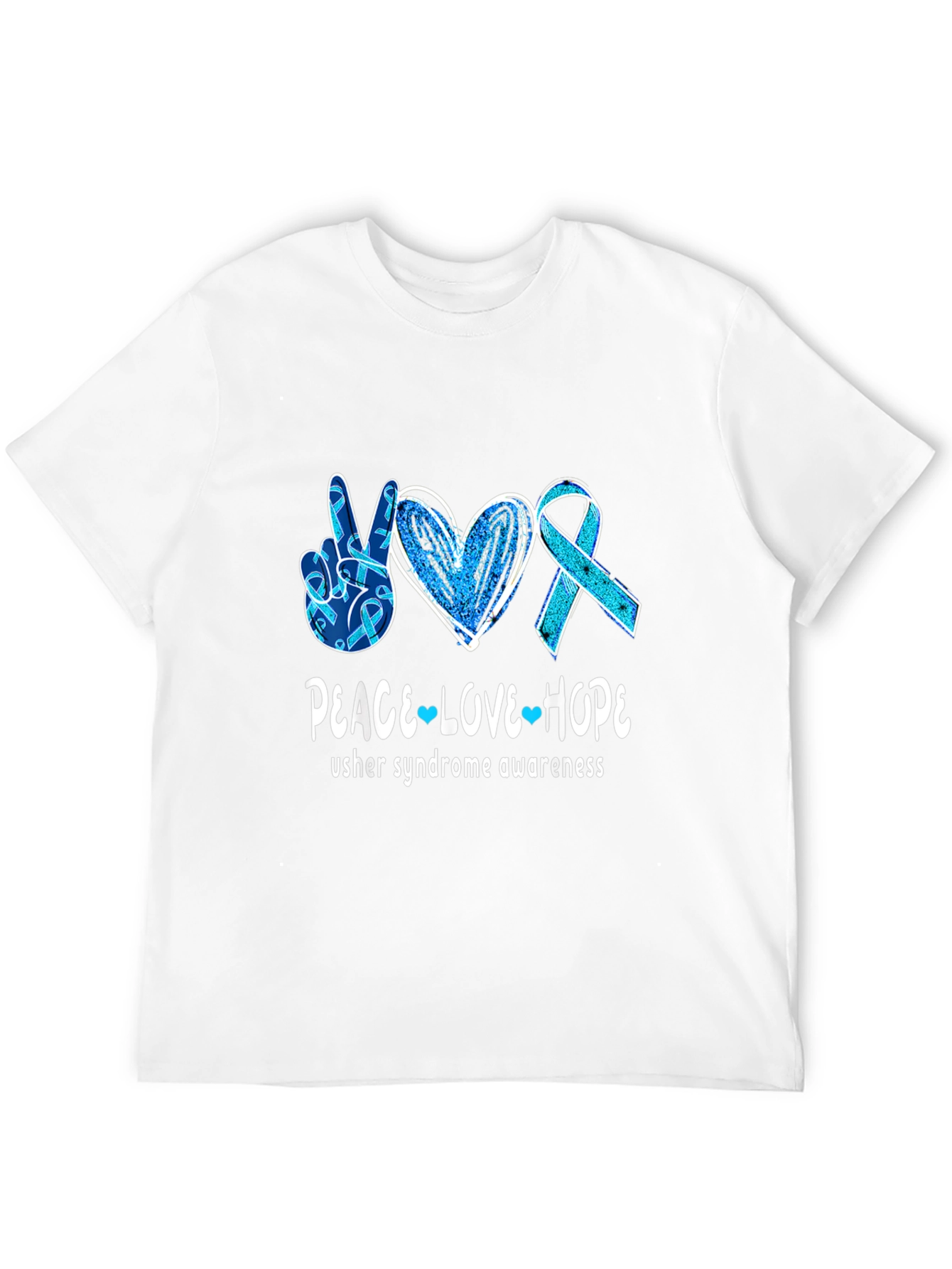 Usher Syndrome Awareness Peace Love Hope T-Shirt