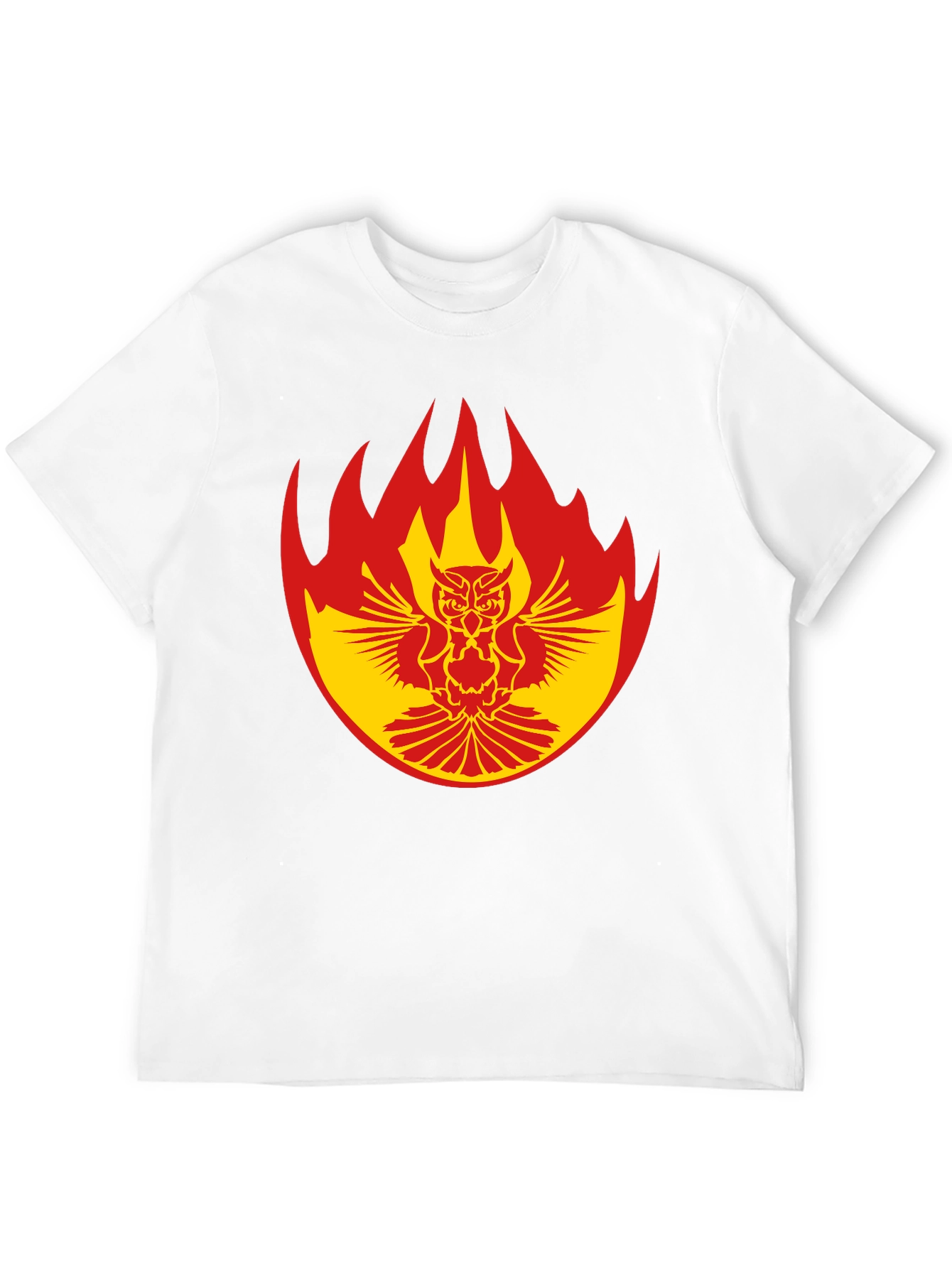 Fiery Owl Graphic Tee - Bold Black Cotton T-Shirt
