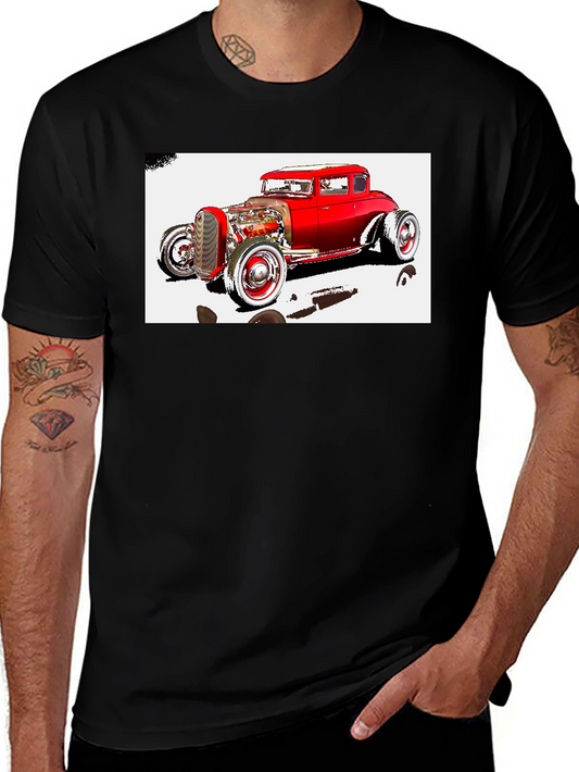 Classic Red Hot Rod Graphic T-Shirt