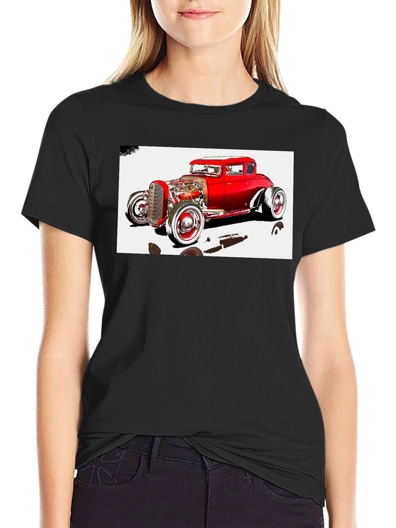 Classic Red Hot Rod Graphic T-Shirt