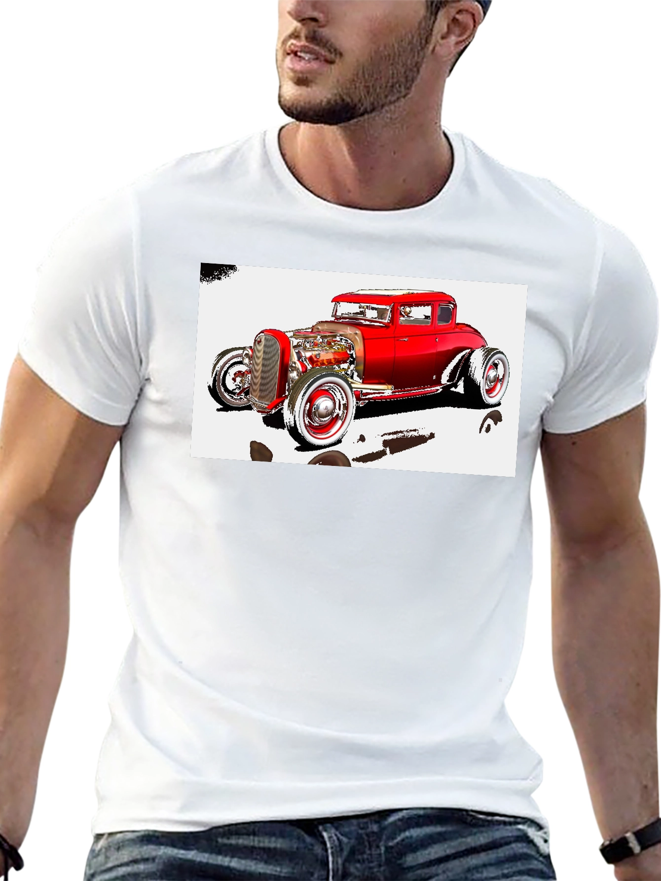 Classic Red Hot Rod Graphic T-Shirt