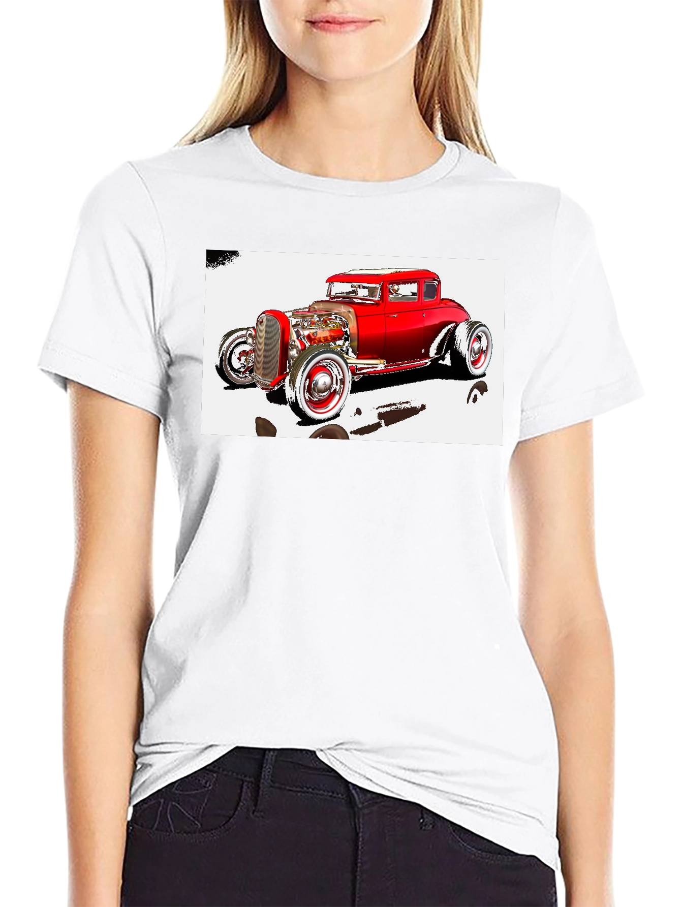 Classic Red Hot Rod Graphic T-Shirt