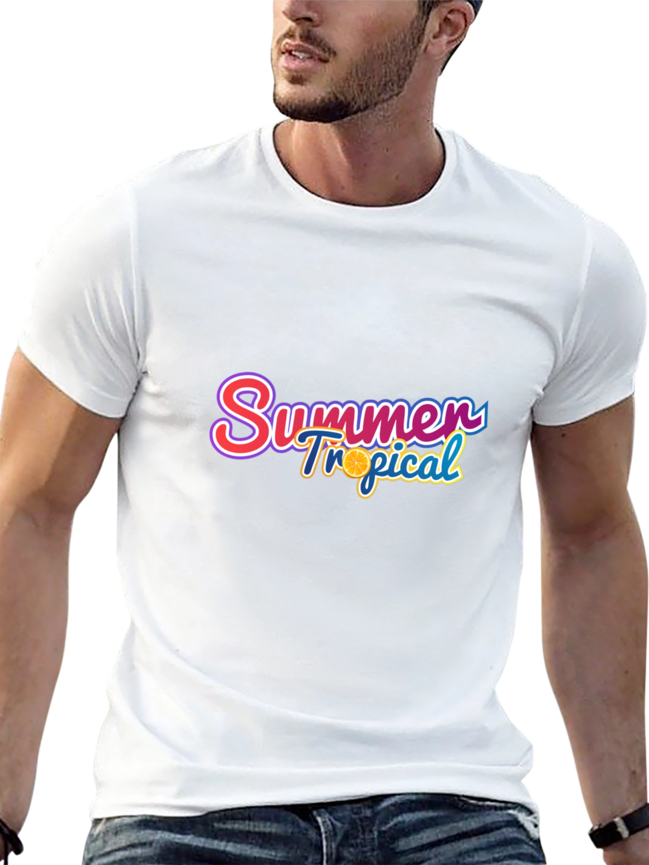 Summer Tropical Graphic Tee - Stylish Black T-Shirt
